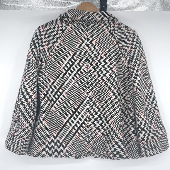 Allison Taylor Houndstooth Plaid Coat Jacket Size 14 Preppy Academia Career - Picture 3 of 10